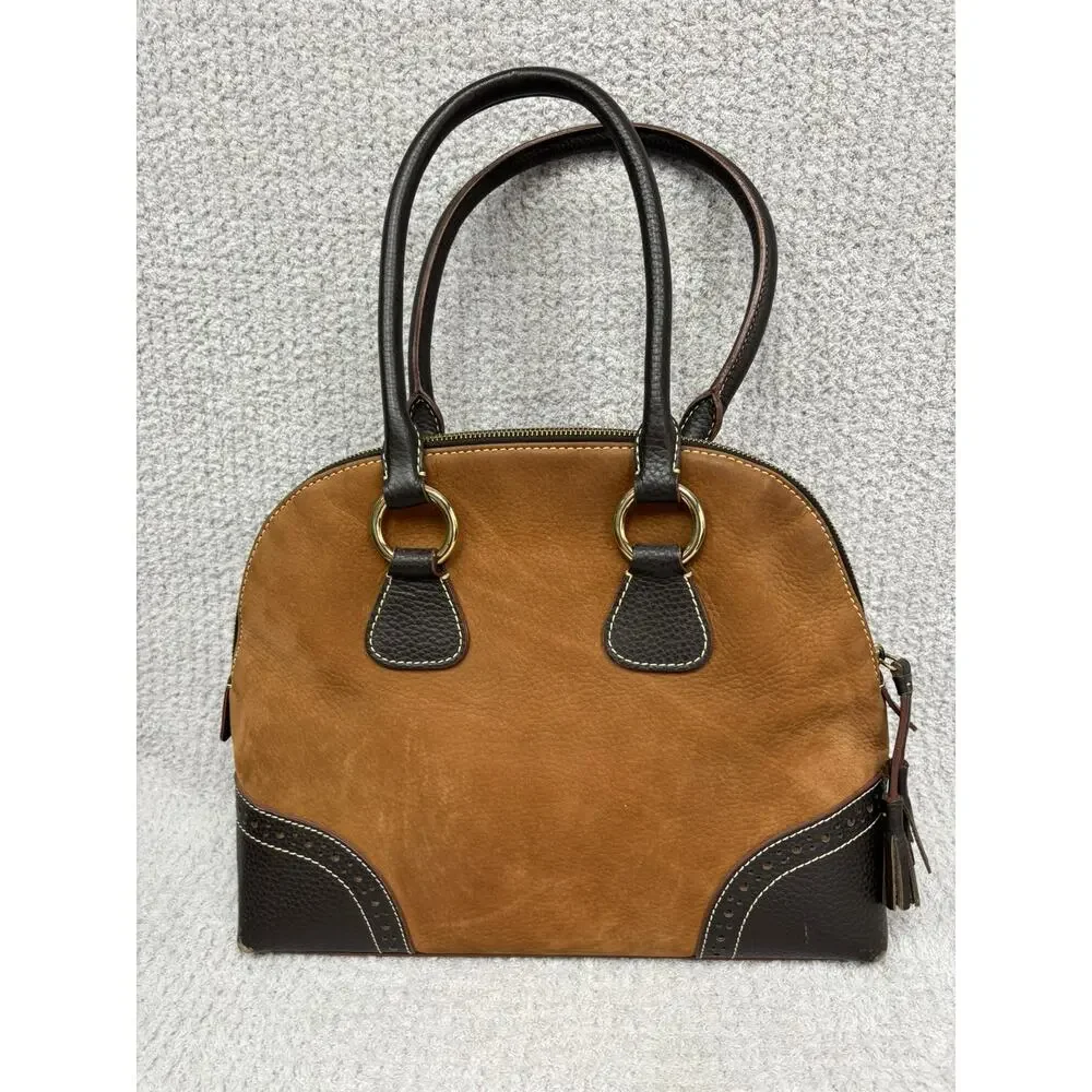 Vintage Dooney & Bourke Brown Nubuck Leather Satchel Purse #76914